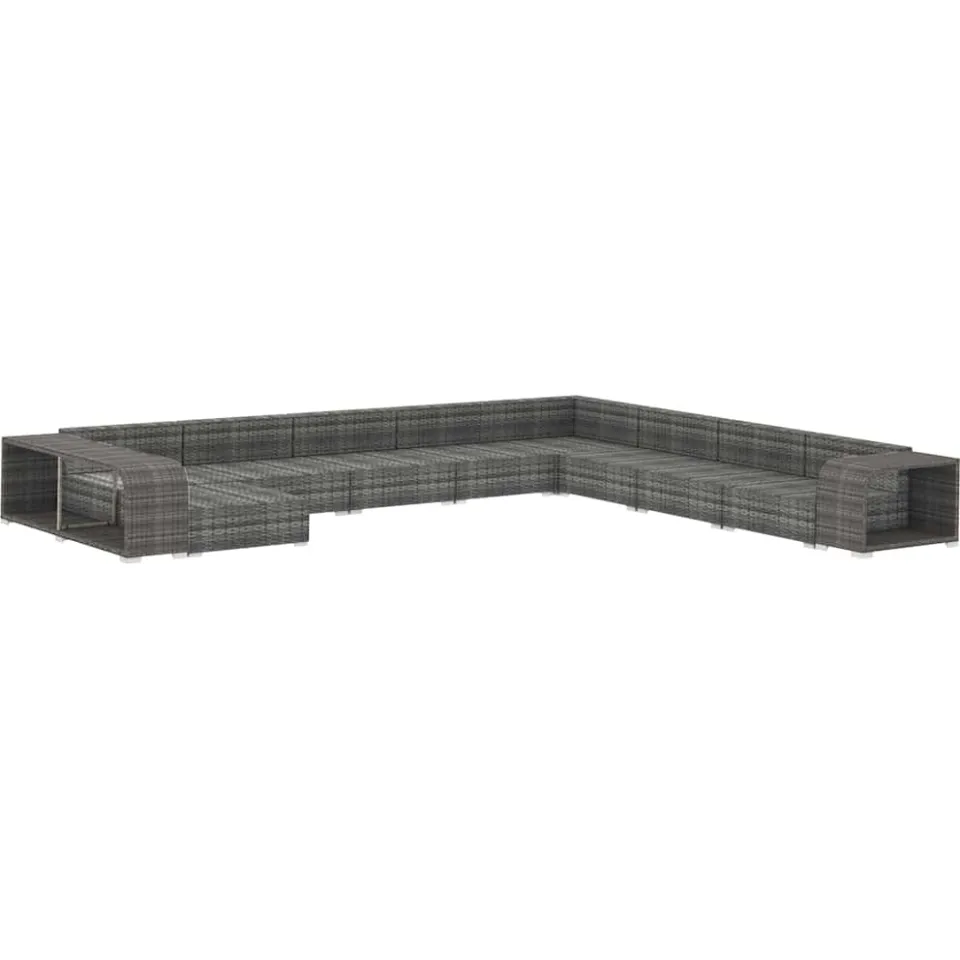 vidaXL 11-delige Loungeset met kussens poly rattan grijs, foto 2