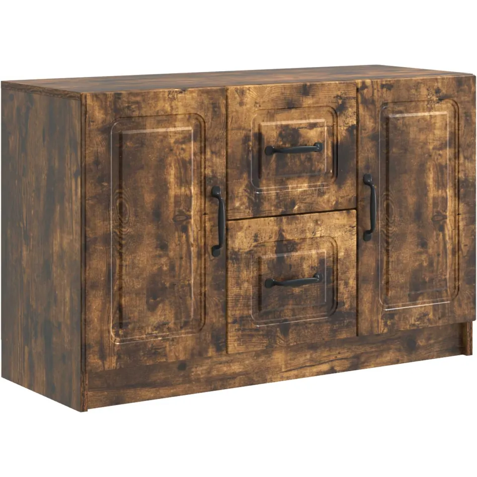 vidaXL Dressoir Gerookt eiken 89 x 34,5 x 57 cm Bewerkt hout, foto 3