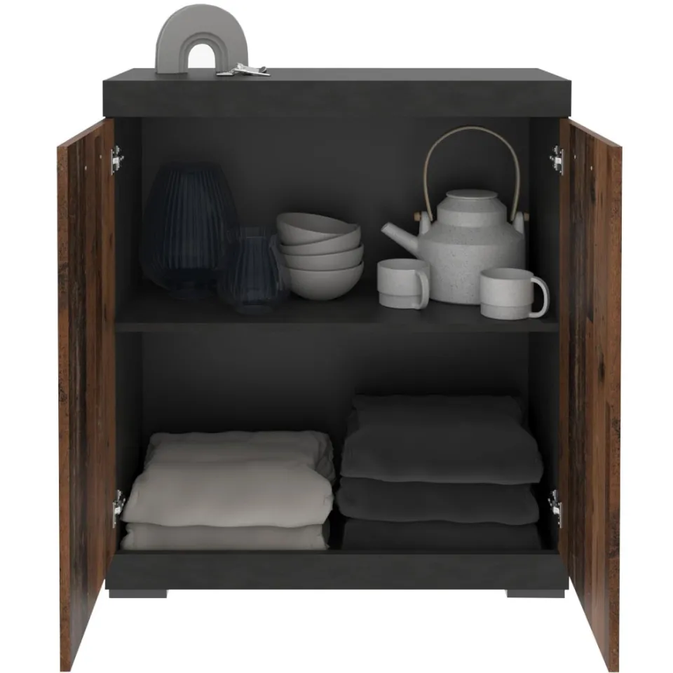 Opbergkast Hermes Vintage 80x35x90 cm - 1 bruin | grijs, foto 4