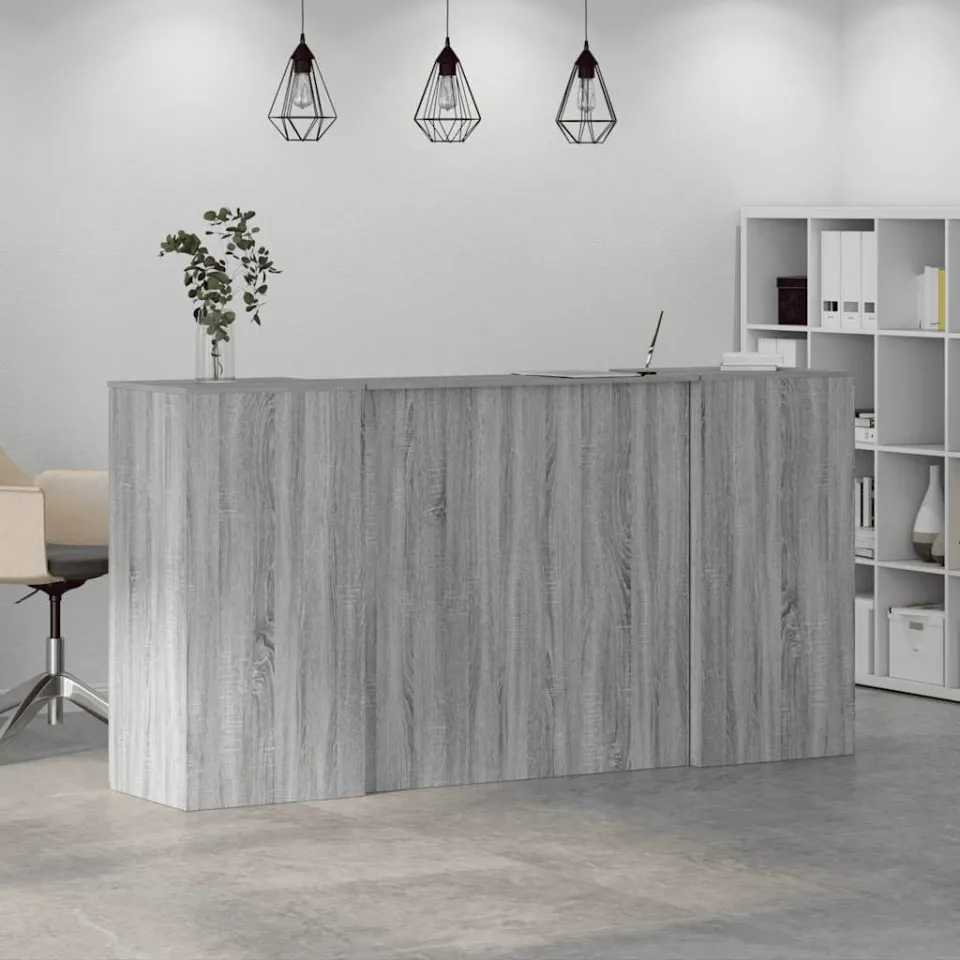 vidaXL Receptiebalie 200x50x103,5 cm bewerkt hout grijs sonoma eiken, foto 4