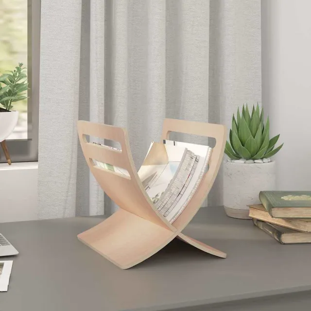 vidaXL Tijdschriftenrek vloermodel hout naturel Beige