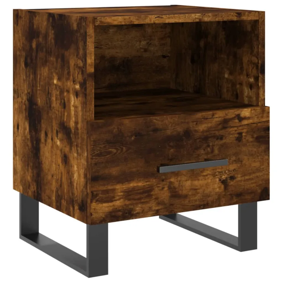 vidaXL Nachtkastje 40x35x47,5 cm bewerkt hout gerookt eikenkleurig, foto 3