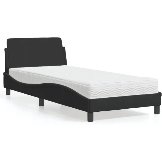vidaXL Bed met matras "Dover" fluweel zwart 90x200 cm