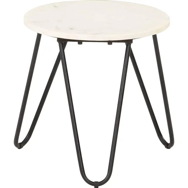 vidaXL Salontafel 40x40x40 cm echt steen met marmeren textuur wit