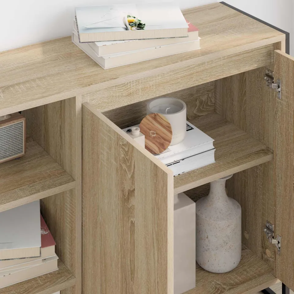 vidaXL Bijzetkast Sonoma Eiken 96.5 x 30 x 75 cm Bewerkt hout, foto 4