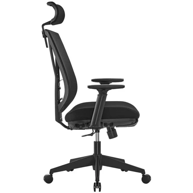 Klarven Bureaustoel Zwart - Bureaustoel met Voetsteun, Hoofdsteun en Armleuningen - Ergonomische Bureaustoel - Office Chair - Verstelbare Hoogte en Lendensteun - Kantelbare Rugleuning met Ademend Netweefsel