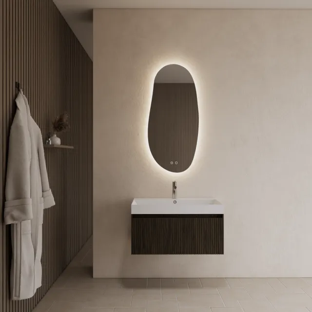 Gliss Design Badkamermeubel Gliss Design Timotheus 80 cm Charcoal (Keuze Wastafel) Zwart