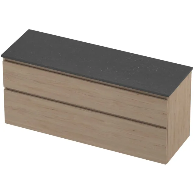 Proline Deck Badmeubelset Hardsteen Asymmetrisch 140x46x55 cm Blue Stone Ideal Oak Eiken