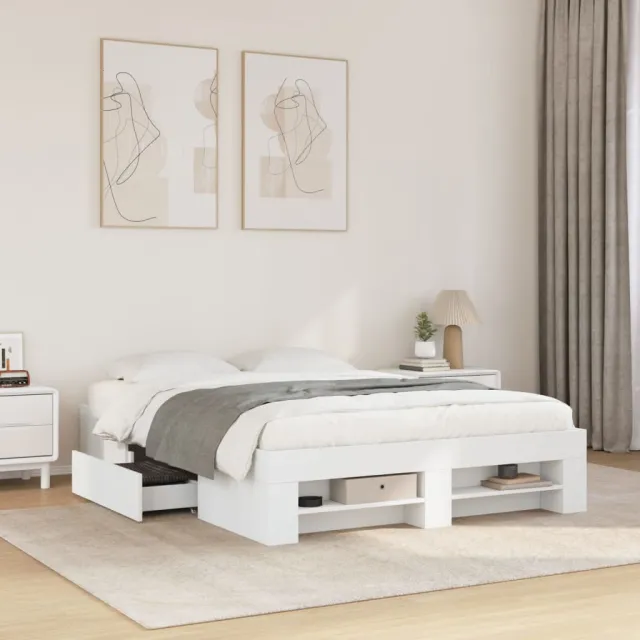 vidaXL Bedframe bewerkt hout wit 140x200 cm