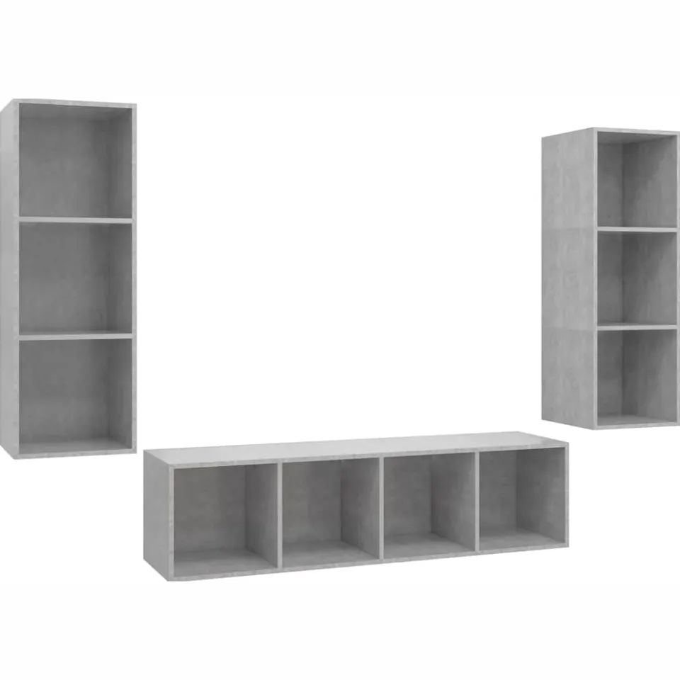 vidaXL 3-delige Tv-meubelset bewerkt hout betongrijs grijs, foto 3
