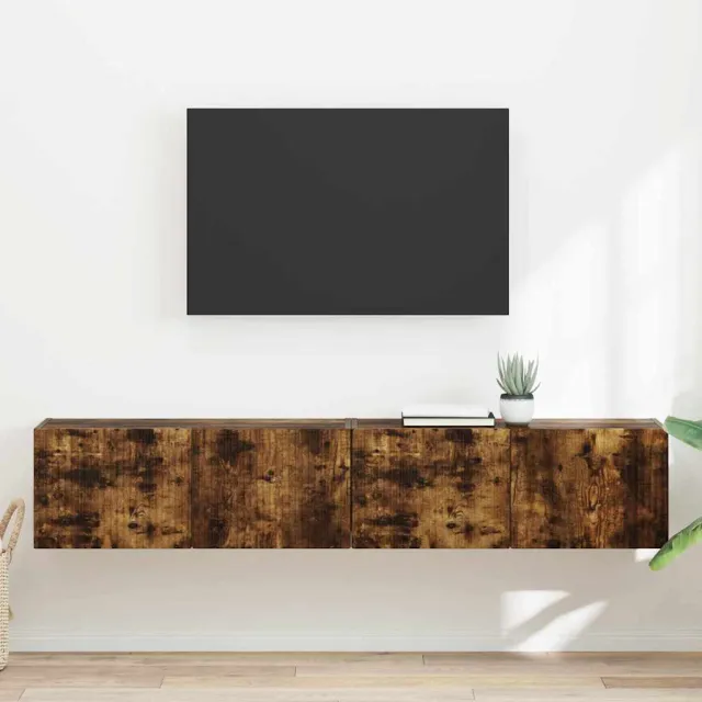 vidaXL TV Wandkast 2 st Gerookt eiken Bewerkt hout, foto 2