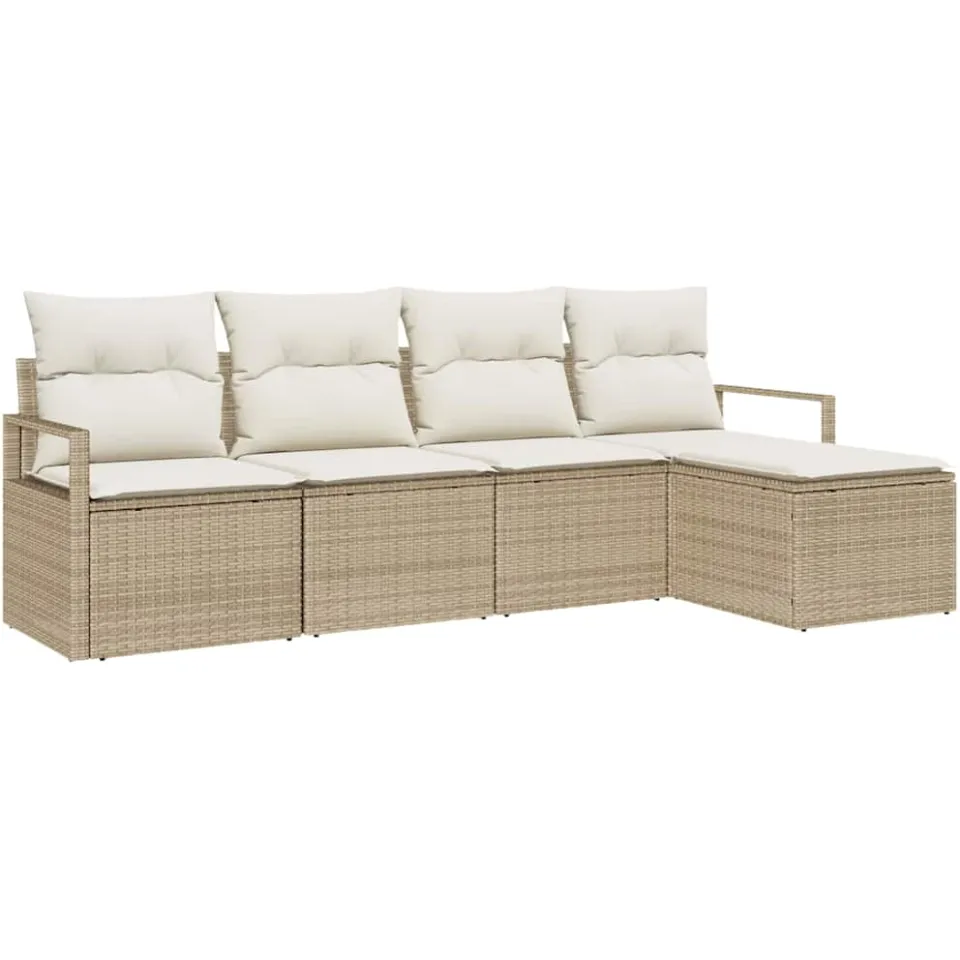vidaXL Bankstel 5 st Beige en Crème poly rattan
