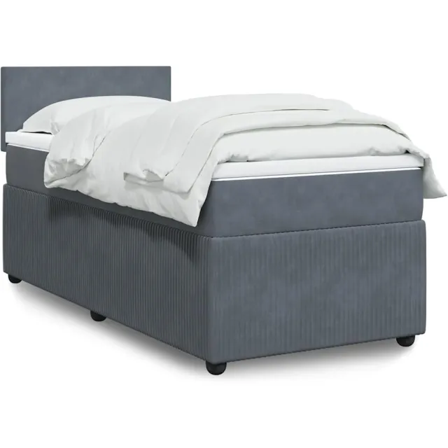 vidaXL Boxspring met matras fluweel donkergrijs 80x200 cm grijs