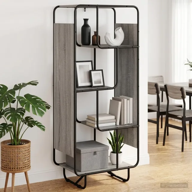 vidaXL Hoge kast Grijs Sonoma 60 x 37,5 x 144 cm Bewerkt hout