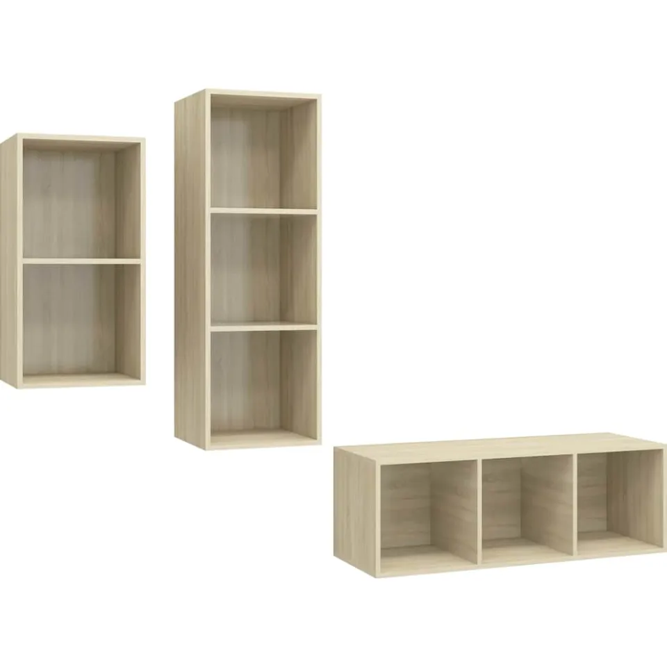 vidaXL 3-delige Tv-meubelset bewerkt hout sonoma eikenkleurig, foto 3