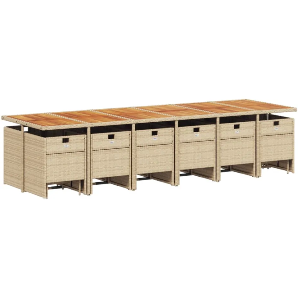 vidaXL 17-delige Tuinset met kussens poly rattan beige, foto 3