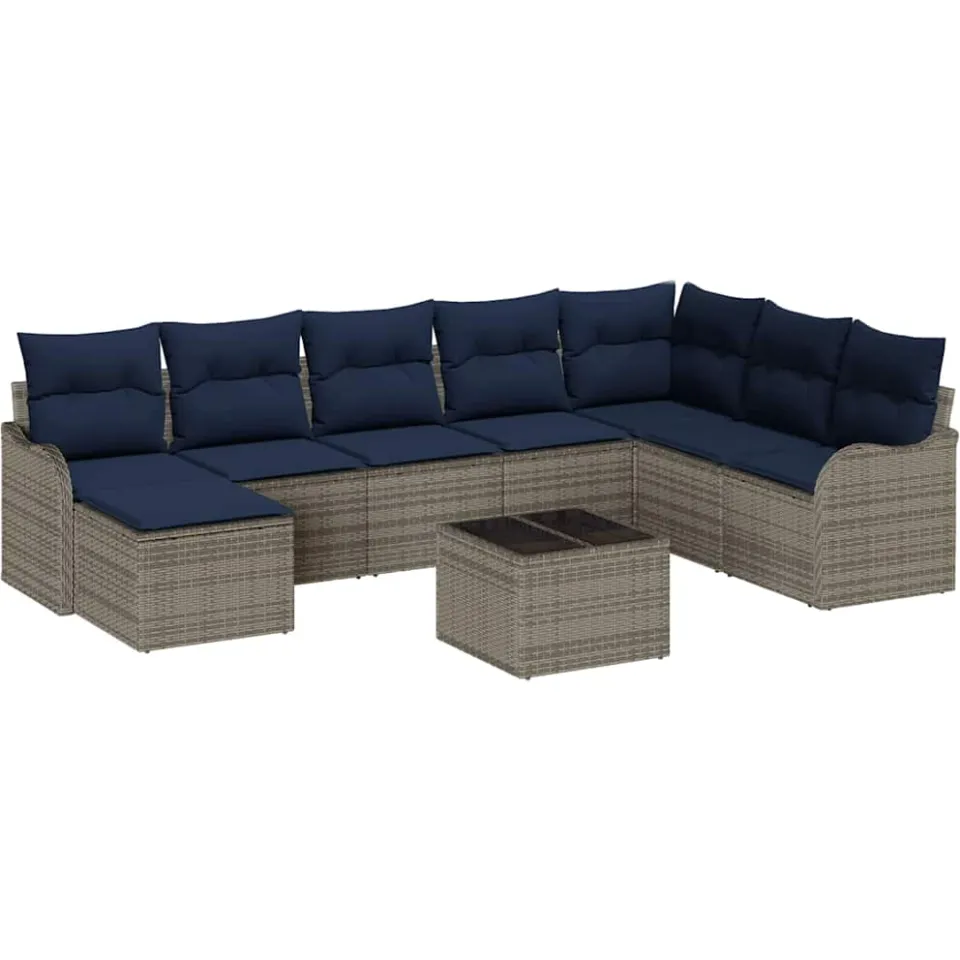 vidaXL Tuin Sofa Set Grijs poly rattan