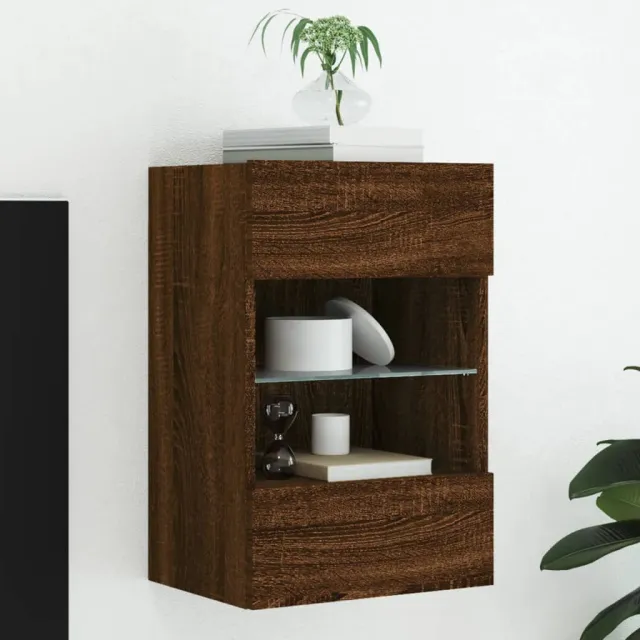 vidaXL Tv-wandmeubel met LED-verlichting 40x30x60,5 cm bruineikenkleur, foto 2