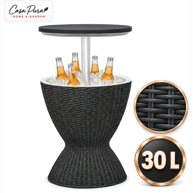 Floordirekt Capri Koeltafel - 30 L - In Hoogte Verstelbaar - Rotanlook - Zwart