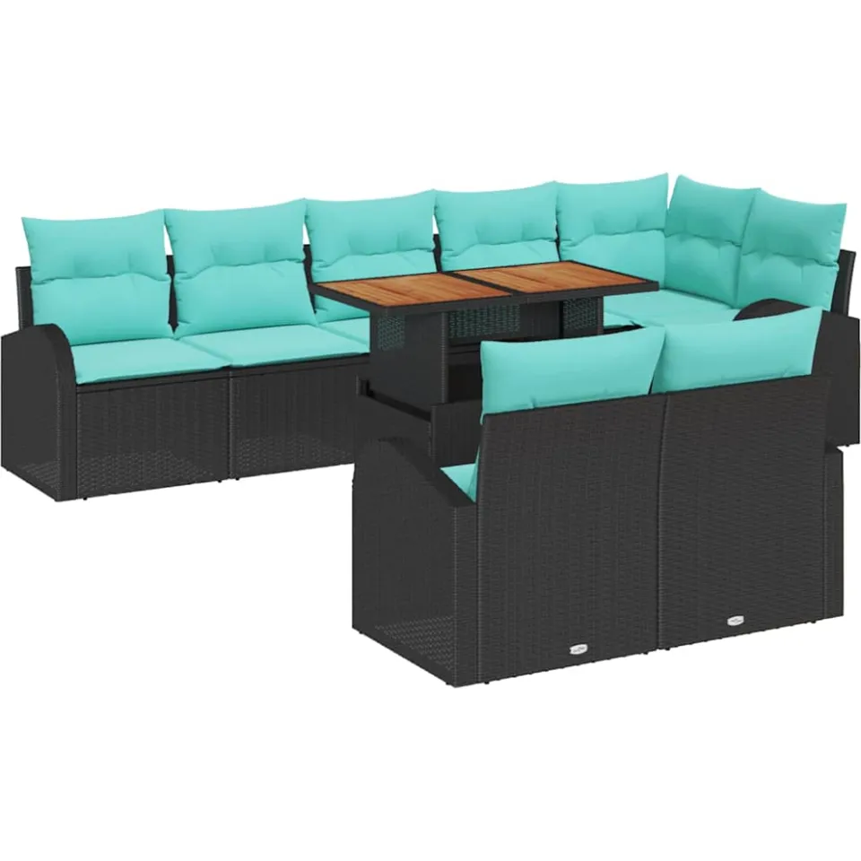 vidaXL Tuin Sofa Set 9 st Zwart Poly riet, foto 4