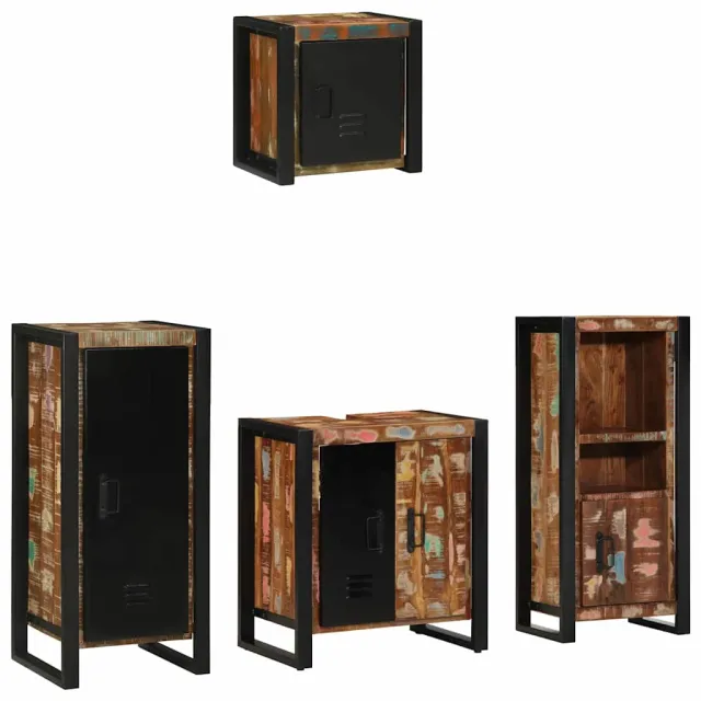 vidaXL Badkamermeubelset 4 st Multikleur en Zwart 40 x 35 x 90 cm Meerkleurig