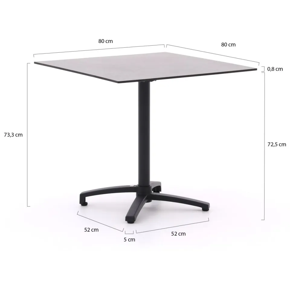 Forza Furniture Forza Ripi/Canzo 80cm dining tuinset 5-delig stapelbaar inklapbaar grijs, foto 4