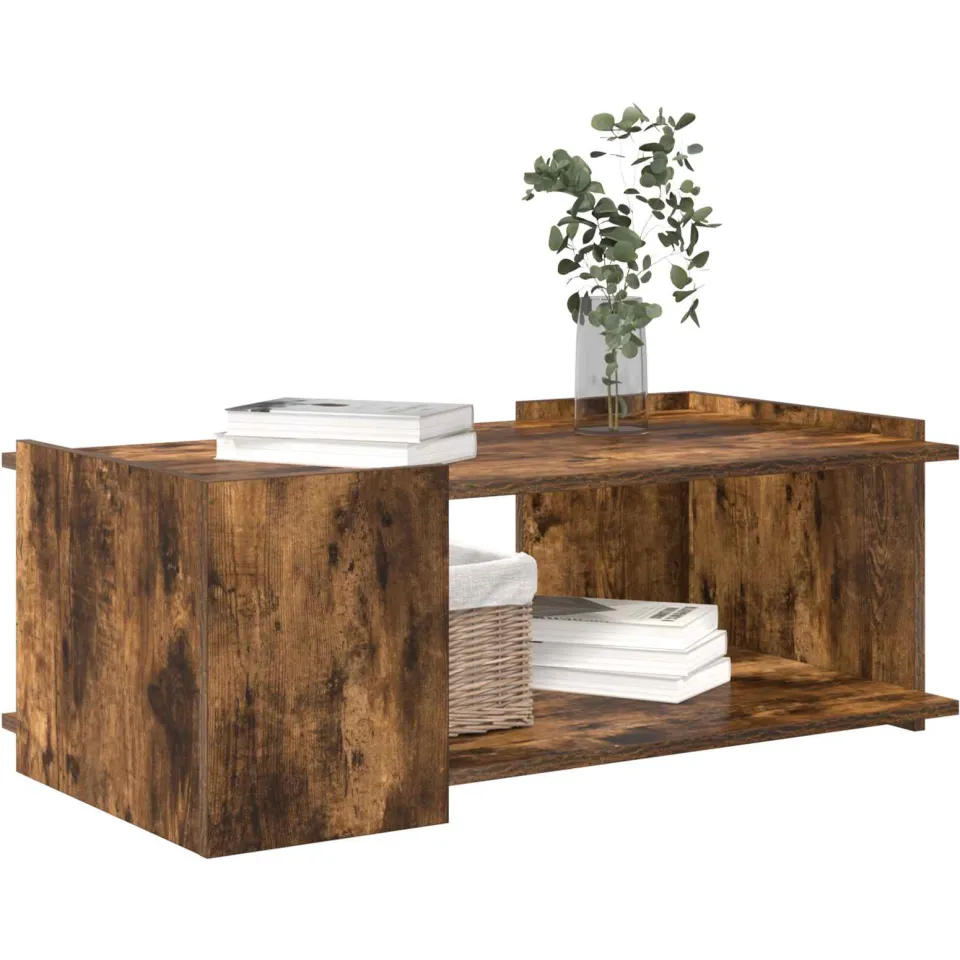 vidaXL Salontafel Gerookt eiken 90 x 50 x 33 cm Bewerkt hout, foto 3