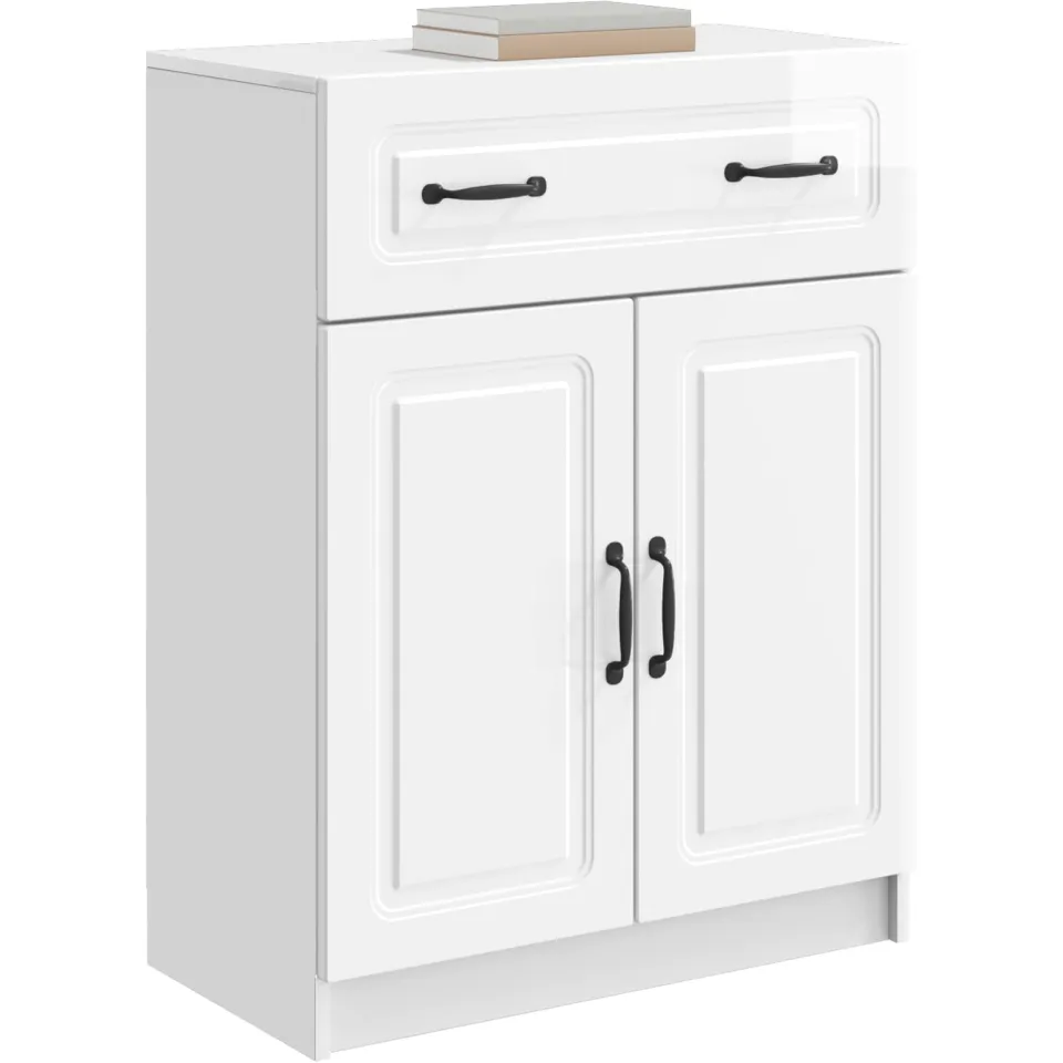 vidaXL Dressoir met lade Hoogglans Wit 66 x 34,5 x 87 cm Bewerkt hout
