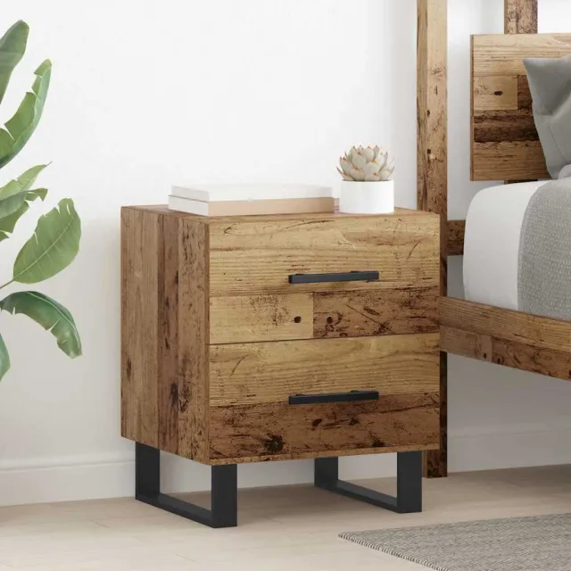 vidaXL Nachtkastje Oudhout 40 x 35 x 47,5 cm Bewerkt hout bruin, foto 2