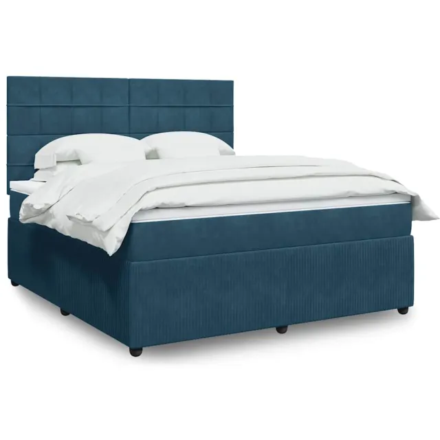 vidaXL Boxspring met matras fluweel blauw 180x200 cm