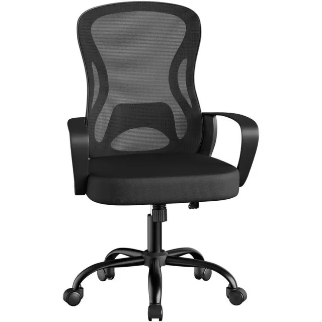 Songmics Stoel met mesh-bekleding - Ergonomische bureaustoel - Bureaustoel met schommelfunctie - Zwart