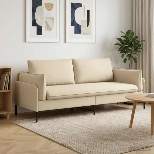 vidaXL 3-Zits Bank Crèmekleurig 222 x 81 x 89 cm Stof