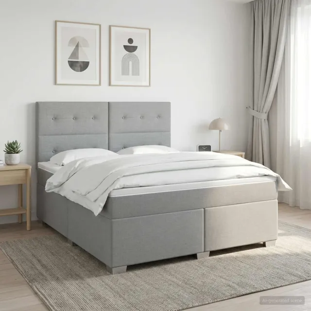 vidaXL Boxspringbed met matras Lichtgrijs 160 x 200 cm Stof