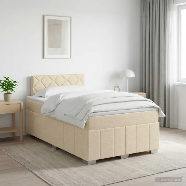 vidaXL Boxspringbed met matras Crèmekleurig 120 x 190 cm Stof
