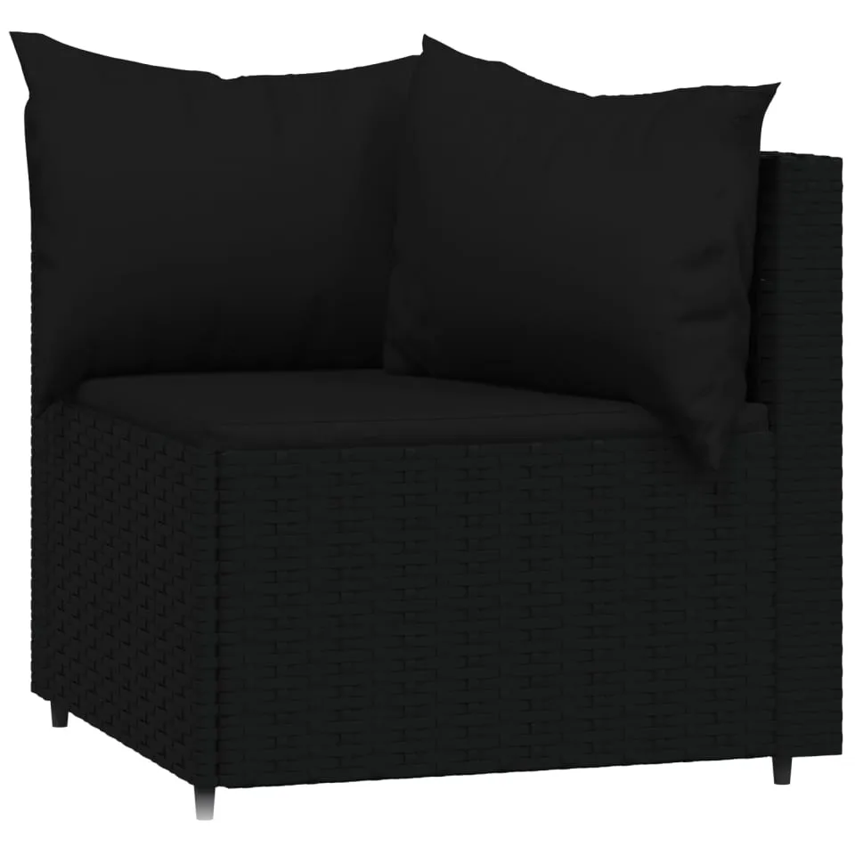 vidaXL 4-delige Loungeset met kussens poly rattan zwart, foto 4