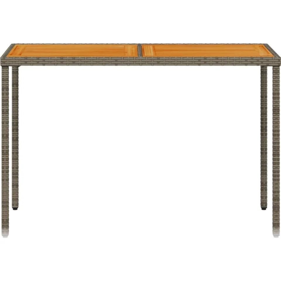 vidaXL Tuintafel met acaciahouten blad 115x54x74 cm poly rattan grijs, foto 4