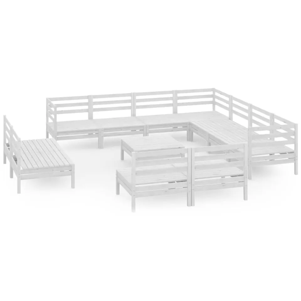 vidaXL 12-delige Loungeset massief grenenhout wit, foto 3