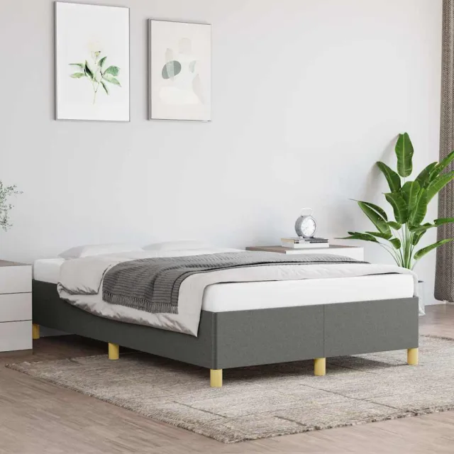 vidaXL Bedframe zonder matras 120x200 cm stof donkergrijs grijs
