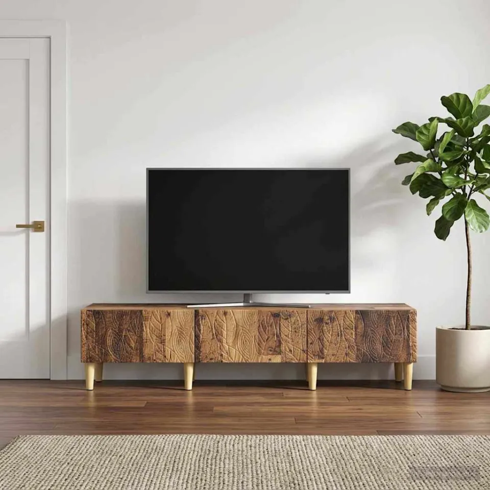 vidaXL TV-kast 147 x 34,5 x 30 cm Oud hout Bewerkt hout bruin, foto 3