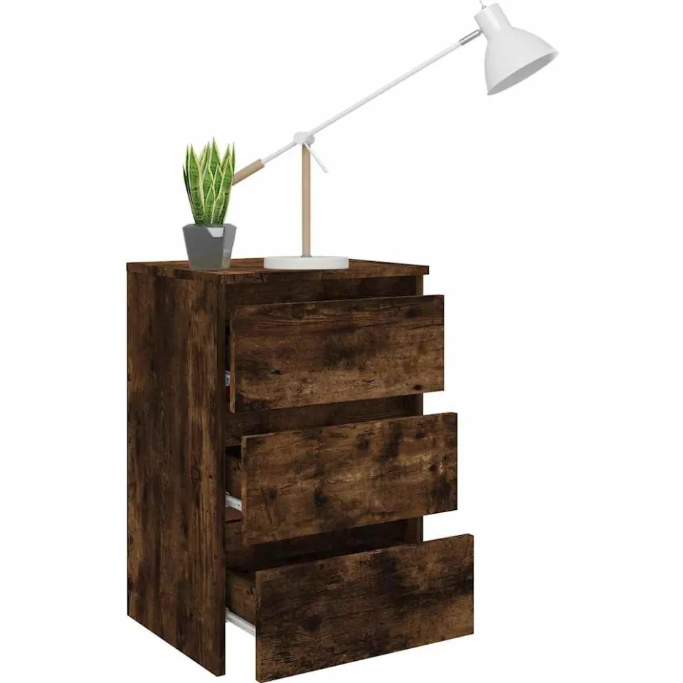 vidaXL Nachtkastje 40x35x62,5 cm bewerkt hout gerookt eikenkleurig Bruin