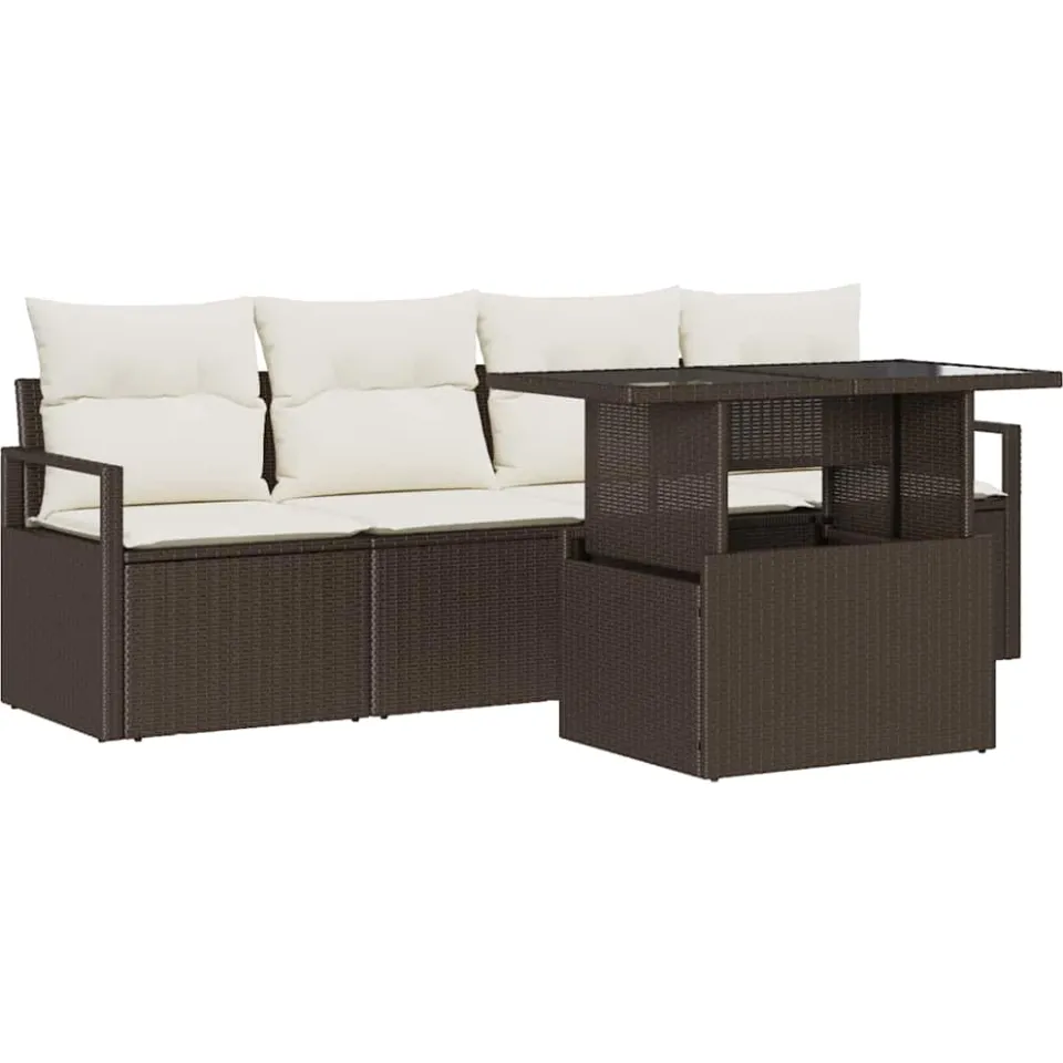 vidaXL Tuin Sofa Set 5 st Bruin Poly riet