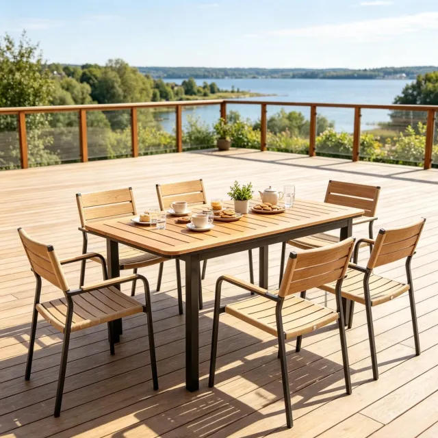 STILVORA Tuintafel - Rechthoekige Eettafel Met Weerbestendig Tafelblad - Voor Buiten En Tuin - Metaal En Kunststof - 127 X 70 X 75 Cm - Bruin Brown