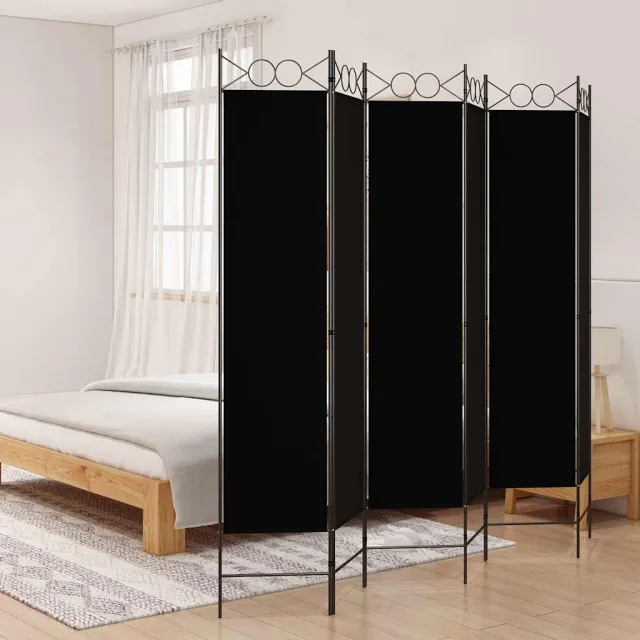 vidaXL Kamerscherm met 6 panelen 240x200 cm stof zwart, foto 2