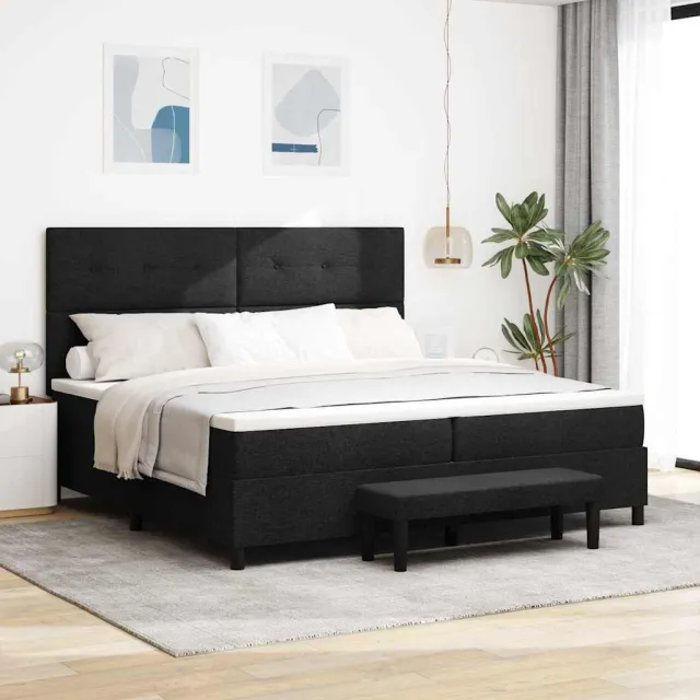 vidaXL Boxspringbed met hoofdeinde Zwart 200 x 200 cm Stof