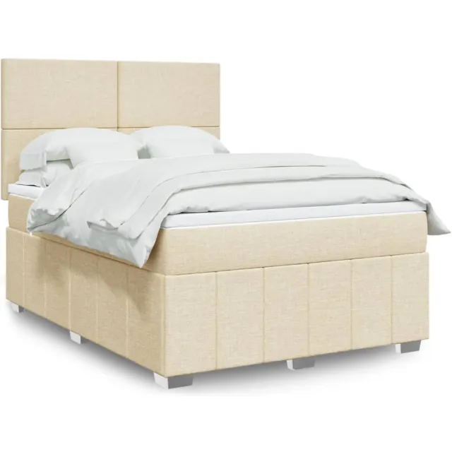 vidaXL Boxspring met matras stof crèmekleurig 140x200 cm