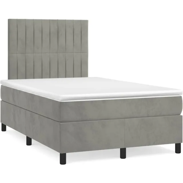 vidaXL Boxspring met matras en LED fluweel lichtgrijs 120x190 cm grijs
