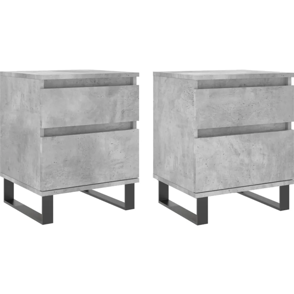 vidaXL Nachtkastjes 2 st 40x35x50 cm bewerkt hout betongrijs grijs, foto 3