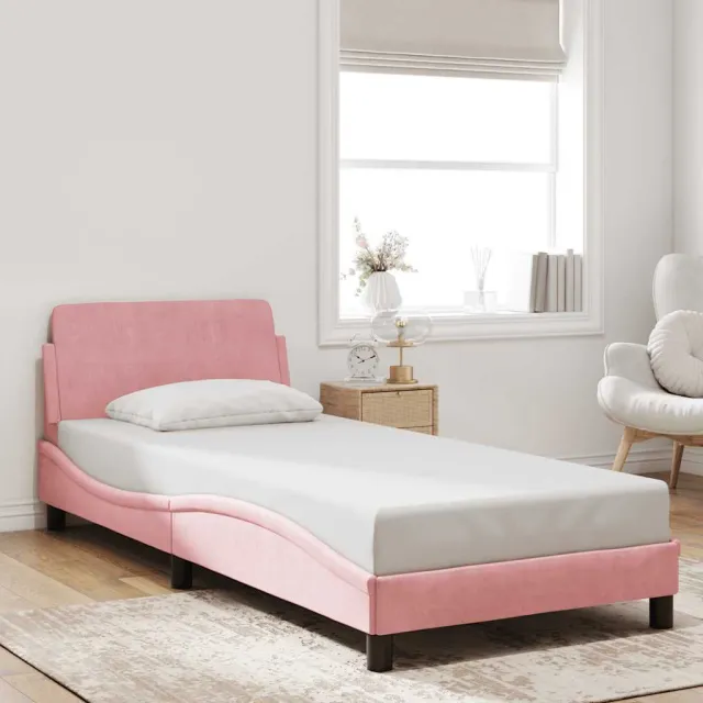 vidaXL Bedframe met hoofdeinde "Dover" 90x190 cm fluweel roze