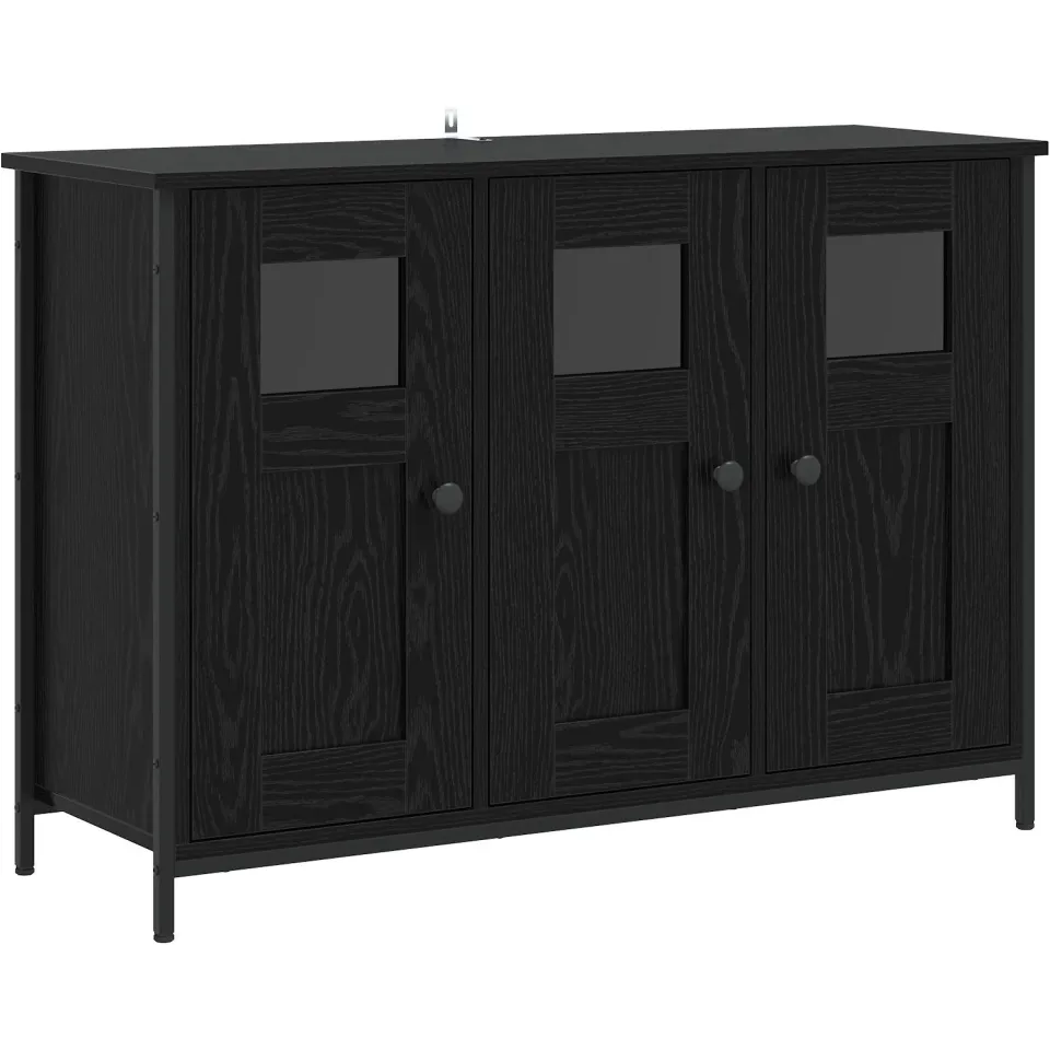 vidaXL Dressoir Zwart eiken 100 x 35 x 70 cm Bewerkt hout, foto 3