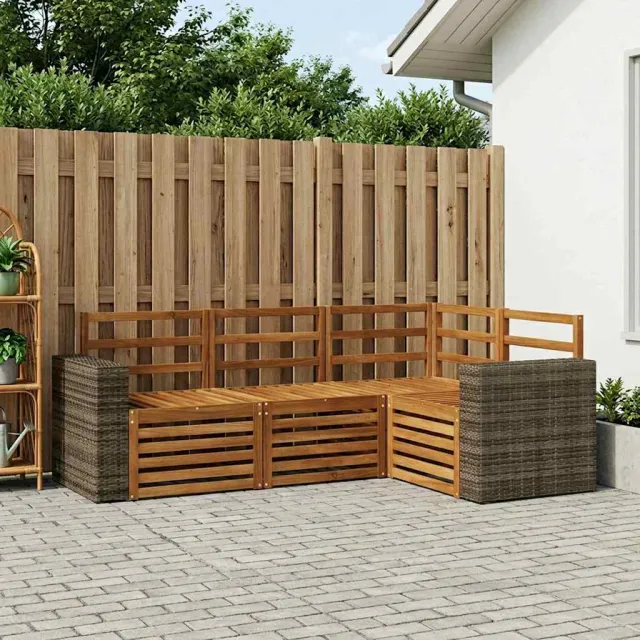 vidaXL Buiten bankenset 4 st 4-zits Naturel Massief Acaciahout Bruin